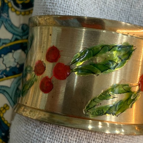 4 Vintage Solid Brass Holiday Napkin Holders - Picture 5 of 11